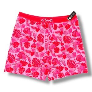 Ethika Mens Pink Tropical Hibiscus Board Shorts Swim Trunks MLBS1013-PNK Size 40